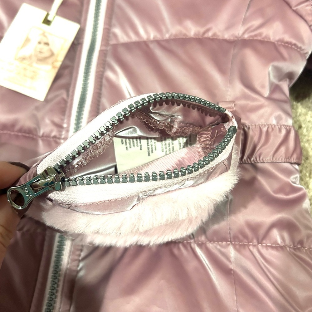 NWT Jessica Simpson Girls Mauve Puffer Jacket Coat w/ Coin Purse Belt Sz. 4T New - Picture 10 of 10
